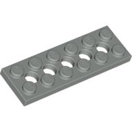 Lego destička 2x6 s pěti dírami (otvory), světle šedá (3200102)